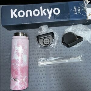 Konokyo Pink Marble Water Bottle Set 22oz.